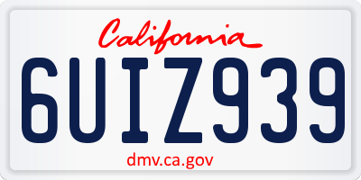 CA license plate 6UIZ939