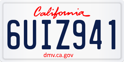 CA license plate 6UIZ941