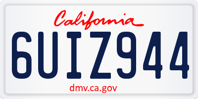 CA license plate 6UIZ944