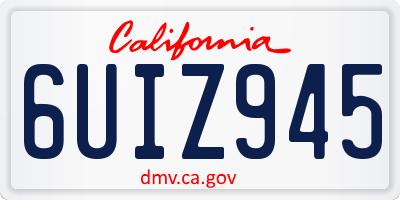 CA license plate 6UIZ945