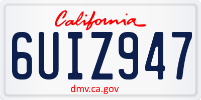 CA license plate 6UIZ947
