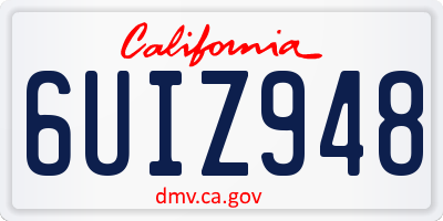 CA license plate 6UIZ948