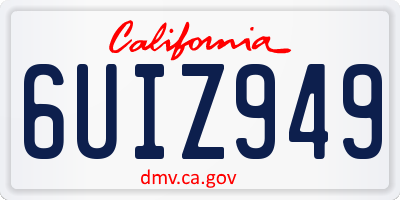 CA license plate 6UIZ949