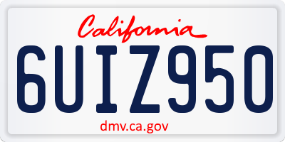 CA license plate 6UIZ950