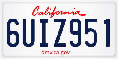 CA license plate 6UIZ951
