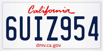 CA license plate 6UIZ954