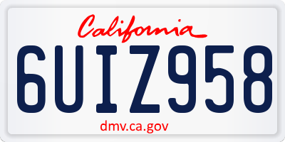 CA license plate 6UIZ958