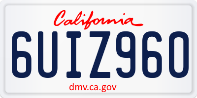 CA license plate 6UIZ960