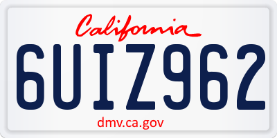 CA license plate 6UIZ962