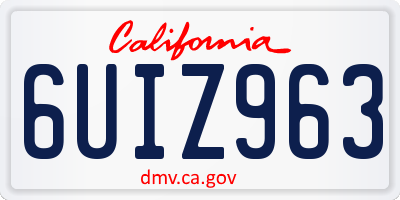 CA license plate 6UIZ963