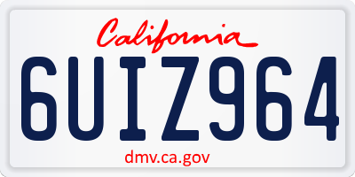 CA license plate 6UIZ964