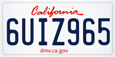 CA license plate 6UIZ965