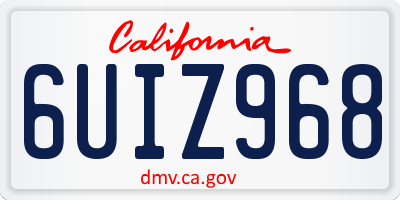 CA license plate 6UIZ968