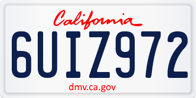 CA license plate 6UIZ972