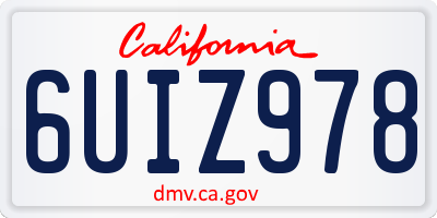 CA license plate 6UIZ978