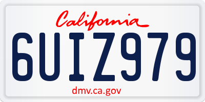 CA license plate 6UIZ979