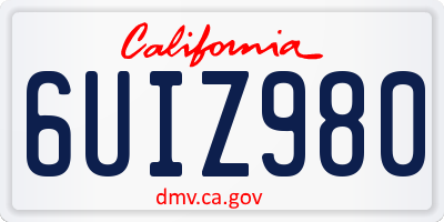 CA license plate 6UIZ980