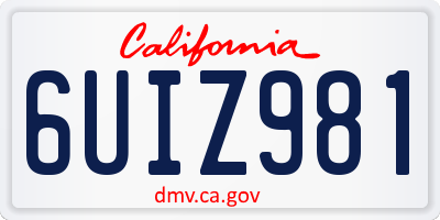 CA license plate 6UIZ981