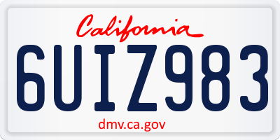 CA license plate 6UIZ983