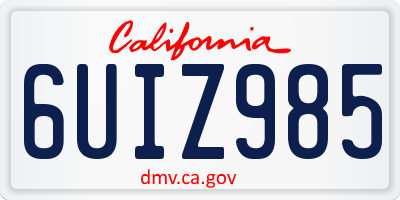 CA license plate 6UIZ985