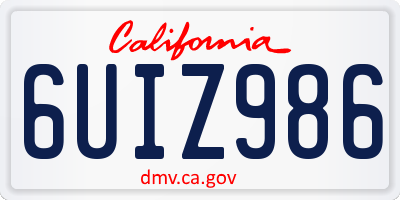 CA license plate 6UIZ986