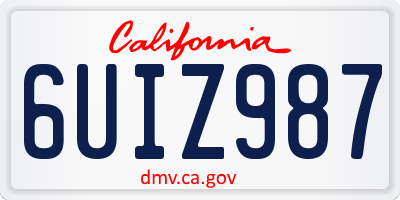 CA license plate 6UIZ987
