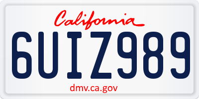 CA license plate 6UIZ989