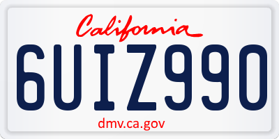 CA license plate 6UIZ990