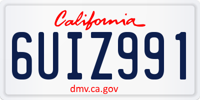 CA license plate 6UIZ991
