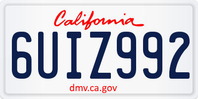 CA license plate 6UIZ992