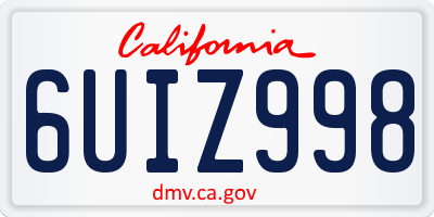 CA license plate 6UIZ998
