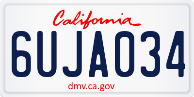 CA license plate 6UJA034