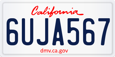 CA license plate 6UJA567