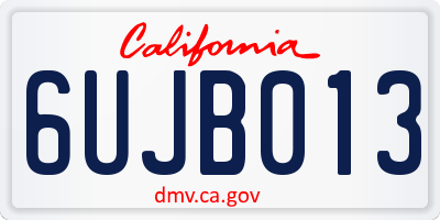 CA license plate 6UJB013