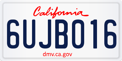 CA license plate 6UJB016