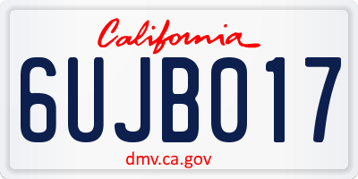 CA license plate 6UJB017