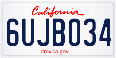 CA license plate 6UJB034
