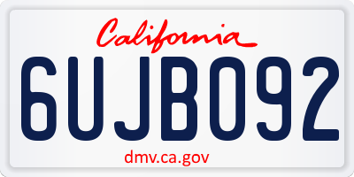 CA license plate 6UJB092