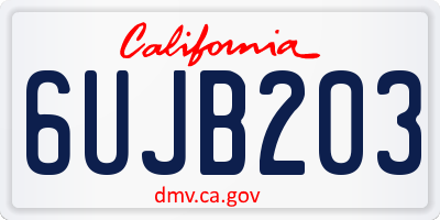 CA license plate 6UJB203