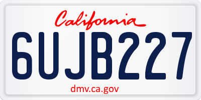 CA license plate 6UJB227