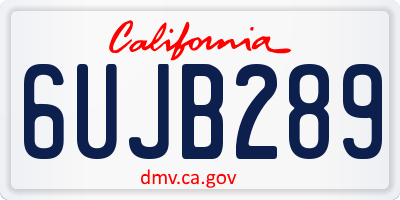 CA license plate 6UJB289
