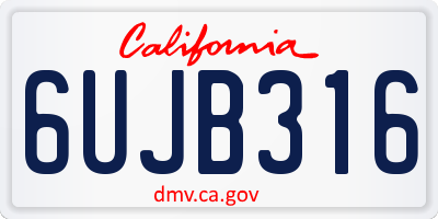 CA license plate 6UJB316