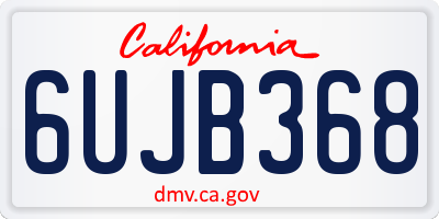 CA license plate 6UJB368