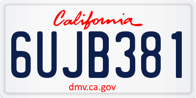 CA license plate 6UJB381