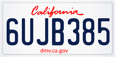 CA license plate 6UJB385