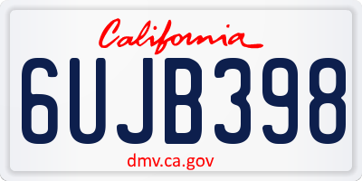 CA license plate 6UJB398