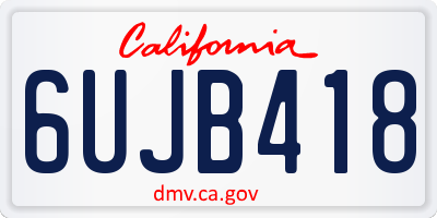 CA license plate 6UJB418