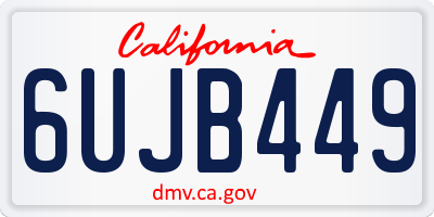CA license plate 6UJB449