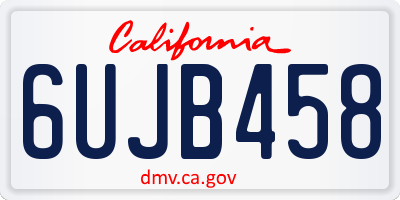 CA license plate 6UJB458