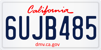 CA license plate 6UJB485
